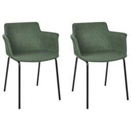 Beliani Set Of 2 Dining Chairs Belfield Fabric Green - thumbnail 1