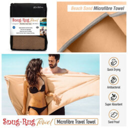 Snug Rug Microfibre Beach Towel Super Absorbent Quick Drying Lightweight Large 80 X 160Cm - Beach Sand Beige - thumbnail 7
