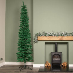 Samuel Alexander 8Ft (2.4M) Green Artificial Pencil Christmas Tree With Green Metal Stand And 460 Tips - thumbnail 8