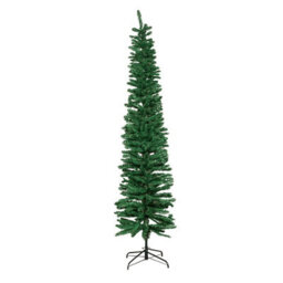 Samuel Alexander 8Ft (2.4M) Green Artificial Pencil Christmas Tree With Green Metal Stand And 460 Tips - thumbnail 9