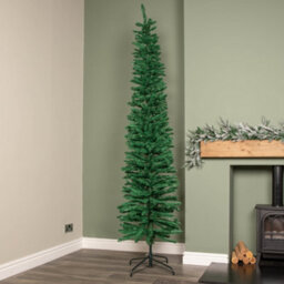 Samuel Alexander 8Ft (2.4M) Green Artificial Pencil Christmas Tree With Green Metal Stand And 460 Tips - thumbnail 1
