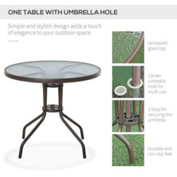 Outsunny 6Pc Garden Dining Set Outdoor Furniture Folding Chairs Table Parasol - thumbnail 6