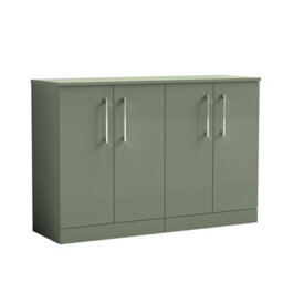Balterley Bramshall Modern Bathroom 2 Door Floor Standing Vanity Unit With Worktop & D Shape Handles, Satin Green, 1205 mm - thumbnail 1