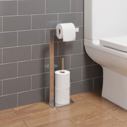 Affine Freestanding Toilet Roll Holder Bathroom Modern Wc Square Floor Chrome Storage - thumbnail 2