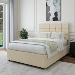 Bedmaster Cream Luxury Velvet 2 Drawer Divan Base And Square Headboard Super King - thumbnail 3