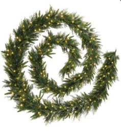 Werchristmas Pre-Lit Natural Fir Artificial Christmas Garland 18 Ft, 200 Warm White Leds - thumbnail 1