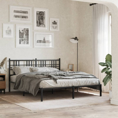 Berkfield Metal Bed Frame Without Mattress With Headboard Black 150X200Cm - image 1