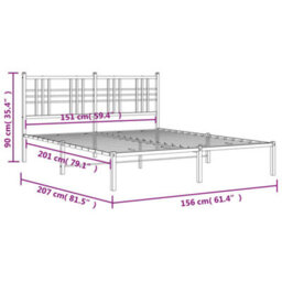 Berkfield Metal Bed Frame Without Mattress With Headboard Black 150X200Cm - thumbnail 8