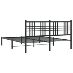 Berkfield Metal Bed Frame Without Mattress With Headboard Black 150X200Cm - thumbnail 6