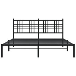 Berkfield Metal Bed Frame Without Mattress With Headboard Black 150X200Cm - thumbnail 4