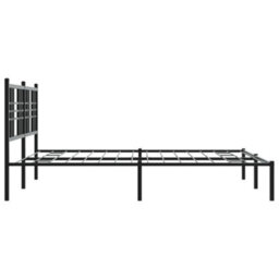 Berkfield Metal Bed Frame Without Mattress With Headboard Black 150X200Cm - thumbnail 5