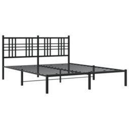 Berkfield Metal Bed Frame Without Mattress With Headboard Black 150X200Cm - thumbnail 3