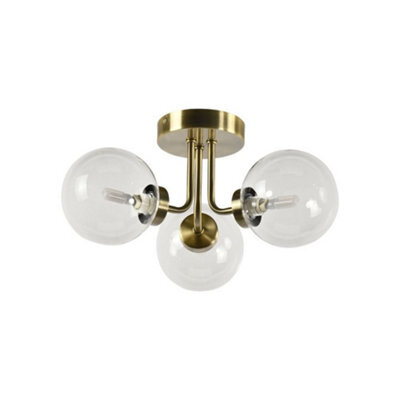 First Choice Lighting Dore - Antique Brass 3 Arm Ceiling Light With Clear Glass Shades - image 1