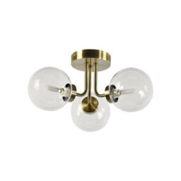 First Choice Lighting Dore - Antique Brass 3 Arm Ceiling Light With Clear Glass Shades - thumbnail 1