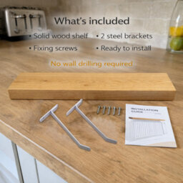 Mkgt Solid Wood Radiator Shelf, No Drill With Brackets, Handmade In Uk (Black, 80Cm) - thumbnail 9