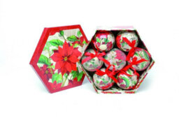 Christmas Tree Baubles - Decoupage Poinsettia Flowers Pack Of 7 Assorted - thumbnail 2