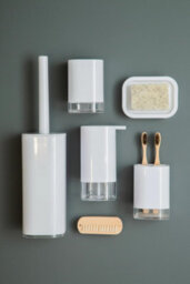 Orsina Unique White Acrylic Toilet Brush Holder, Slim Bathroom Cleaning Brush, Lightweight Toilet Brush Holder - thumbnail 4