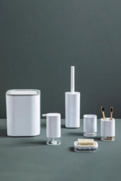Orsina Unique White Acrylic Toilet Brush Holder, Slim Bathroom Cleaning Brush, Lightweight Toilet Brush Holder - thumbnail 5