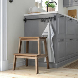 Acacia Step Stool Wooden Kitchen Bathroom Ladder Stool Home Access Aid - thumbnail 3
