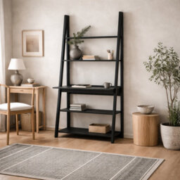 Wyld Haus Athy Black Wooden Ladder Desk With 3 Shelves