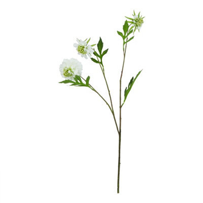 Wyld Haus Set Of 3 White Scabious Artificial Flower Stems 650mm - image 1