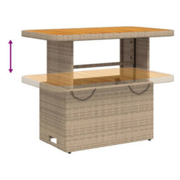 Walplus Garden Table Beige 90X55X71 Cm Poly Rattan And Acacia Wood - thumbnail 4