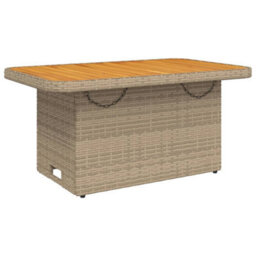 Walplus Garden Table Beige 90X55X71 Cm Poly Rattan And Acacia Wood - thumbnail 7