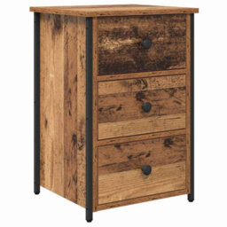 Berkfield Old Wood Table Old Wood Mdf, Particle Board, Metal Medium - thumbnail 2
