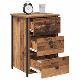 Berkfield Old Wood Table Old Wood Mdf, Particle Board, Metal Medium - thumbnail 3
