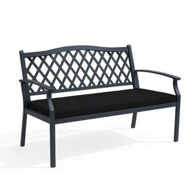 Crescent 2 Seater Outdoor Garden Bench Cushion Black 120X33X5Cm Thick Foam Patio Seat Pad Water Resistant - image 1