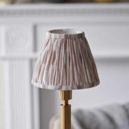 Luminosa Lighting Luminosa Upton Rechargeable Brushed Aged Brass Plate Table Lamp With Neutral Print Fabric Ikat Shade 16Cm Integrated Led - thumbnail 4