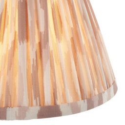 Luminosa Lighting Luminosa Upton Rechargeable Brushed Aged Brass Plate Table Lamp With Neutral Print Fabric Ikat Shade 16Cm Integrated Led - thumbnail 6