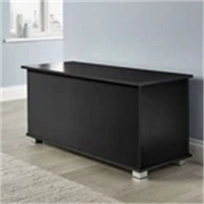 Ottoman Storage Chest Black Toy Chest Bedding Or Blanket Box Large Wooden - image 1