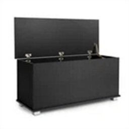 Ottoman Storage Chest Black Toy Chest Bedding Or Blanket Box Large Wooden - thumbnail 4