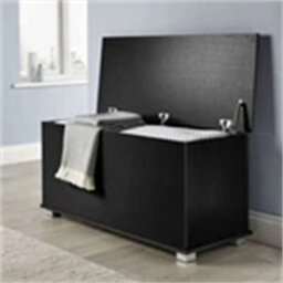 Ottoman Storage Chest Black Toy Chest Bedding Or Blanket Box Large Wooden - thumbnail 5