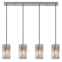 Luminosa Lighting Luminosa Cayden Bar Pendant Ceiling Light Nickel Matt Clear Glass Shade 4X E27 - thumbnail 3