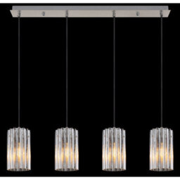 Luminosa Lighting Luminosa Cayden Bar Pendant Ceiling Light Nickel Matt Clear Glass Shade 4X E27 - thumbnail 5