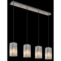 Luminosa Lighting Luminosa Cayden Bar Pendant Ceiling Light Nickel Matt Clear Glass Shade 4X E27 - thumbnail 4