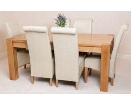 That's Furniture Kuba 180 X 90 Cm Chunky Oak Dining Table And 6 Chairs Dining Set With Montana Ivory Leather Chairs - thumbnail 3