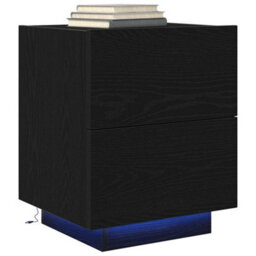 Berkfield Modern Bedside Cabinet With Led Lights Black Oak 45X40X55 Cm - thumbnail 3