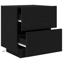 Berkfield Modern Bedside Cabinet With Led Lights Black Oak 45X40X55 Cm - thumbnail 5
