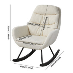 Living And Home Beige Teddy Fleece Upholstered Rocking Chair - thumbnail 8