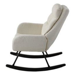 Living And Home Beige Teddy Fleece Upholstered Rocking Chair - thumbnail 5