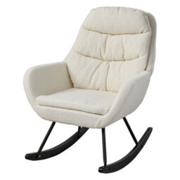 Living And Home Beige Teddy Fleece Upholstered Rocking Chair - thumbnail 4