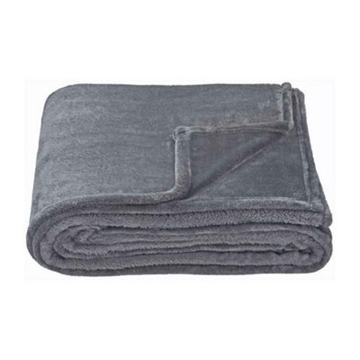 Brand Lab Fleece Plain Blanket Charcoal (200Cm X 150Cm)