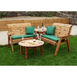Charles Taylor Wooden Balmoral 4 Seater Corner Bench Set Round Table Green - thumbnail 3
