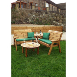 Charles Taylor Wooden Balmoral 4 Seater Corner Bench Set Round Table Green - thumbnail 4