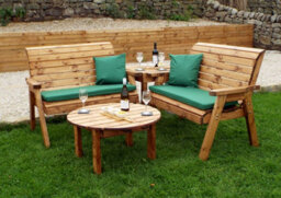 Charles Taylor Wooden Balmoral 4 Seater Corner Bench Set Round Table Green - thumbnail 2