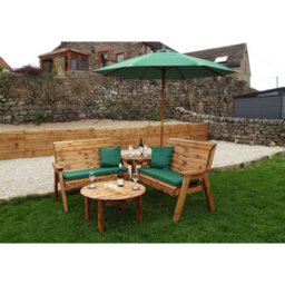 Charles Taylor Wooden Balmoral 4 Seater Corner Bench Set Round Table Green - thumbnail 5