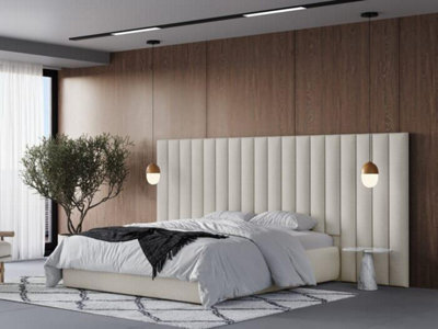 Stratus Interiors Expansa Extra Wide Hotel Style Panelled Bed Frame Cream - Non Storage - Superking - image 1